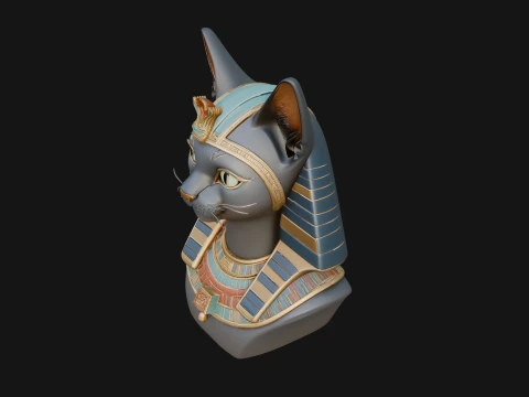 Bastet Cat Goddess Bust Statue Design 1 - 3D Print Model 3D Print Model
