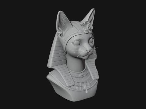 Bastet Cat Goddess Bust Statue Design 1 - 3D Print Model 3D Print Model