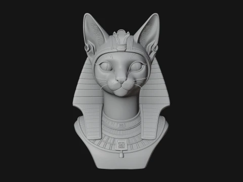 Bastet Cat Goddess Bust Statue Design 1 - 3D Print Model 3D Print Model