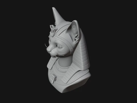 Bastet Cat Goddess Bust Statue Design 1 - 3D Print Model 3D Print Model