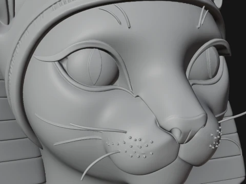 Bastet Cat Goddess Bust Statue Design 1 - 3D Print Model 3D Print Model