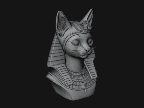 Bastet Cat Goddess Bust Statue Design 1 - 3D Print Model 3D Print Model