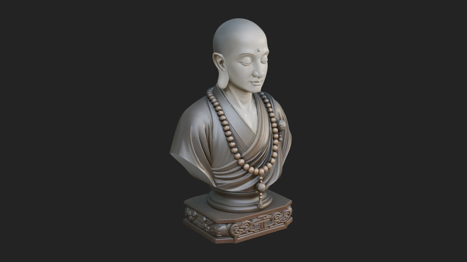 Praying Monk Bust Statue Design 2 - 3D Print Model 3D Print Model .c4d .max .obj .3ds .fbx .stl .blend 