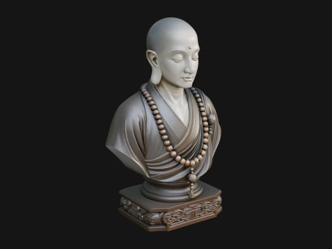 Praying Monk Bust Statue Design 2 - 3D Print Model 3D Print Model