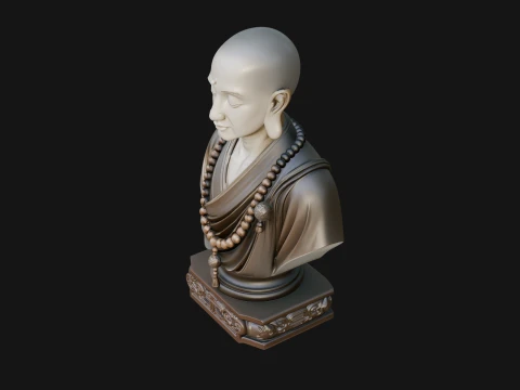 Praying Monk Bust Statue Design 2 - 3D Print Model 3D Print Model