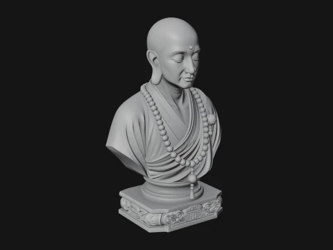 Praying Monk Bust Statue Design 2 - 3D Print Model 3D Print Model