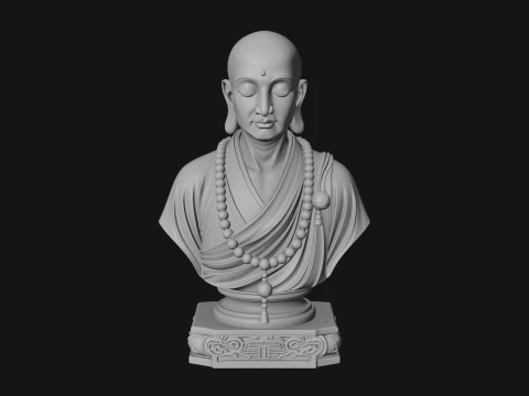 Praying Monk Bust Statue Design 2 - 3D Print Model 3D Print Model