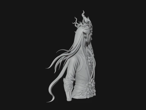 Horned Elf Lord Bust Statue Design 4 - 3D Print Model 3D Print Model