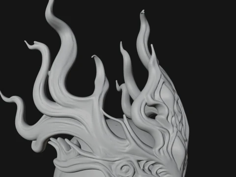 Horned Elf Lord Bust Statue Design 4 - 3D Print Model 3D Print Model