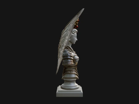 Crowned Winged Angel Bust Statue Design 3 - 3D Print Model 3D Print Model