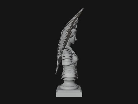 Crowned Winged Angel Bust Statue Design 3 - 3D Print Model 3D Print Model
