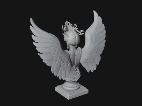 Crowned Winged Angel Bust Statue Design 3 - 3D Print Model 3D Print Model