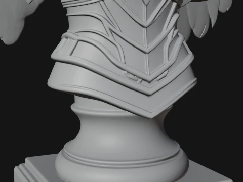 Crowned Winged Angel Bust Statue Design 3 - 3D Print Model 3D Print Model