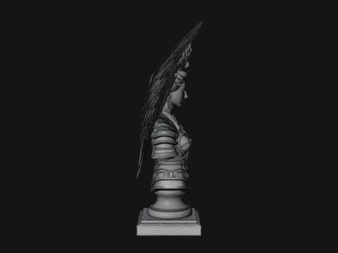 Crowned Winged Angel Bust Statue Design 3 - 3D Print Model 3D Print Model