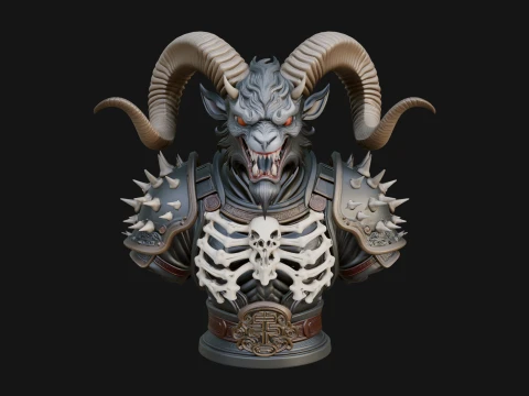 Horned Dragon Demon Bust Statue Design 2 - 3D Print Model 3D Print Model