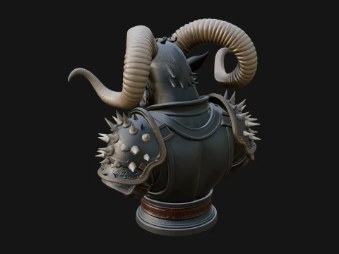 Horned Dragon Demon Bust Statue Design 2 - 3D Print Model 3D Print Model