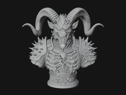 Horned Dragon Demon Bust Statue Design 2 - 3D Print Model 3D Print Model