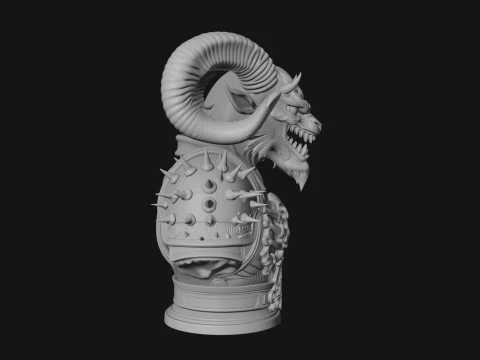 Horned Dragon Demon Bust Statue Design 2 - 3D Print Model 3D Print Model