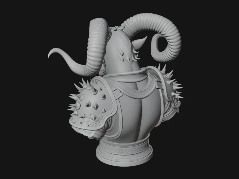 Horned Dragon Demon Bust Statue Design 2 - 3D Print Model 3D Print Model