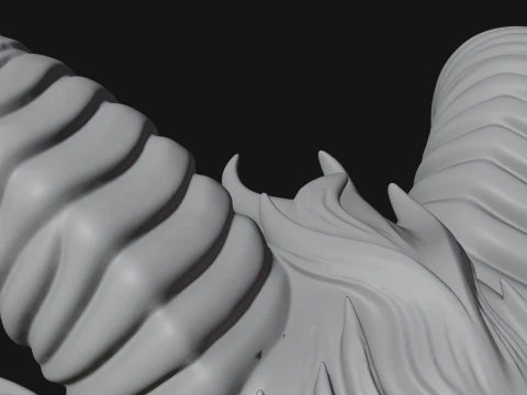 Horned Dragon Demon Bust Statue Design 2 - 3D Print Model 3D Print Model