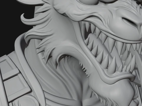 Horned Dragon Demon Bust Statue Design 2 - 3D Print Model 3D Print Model