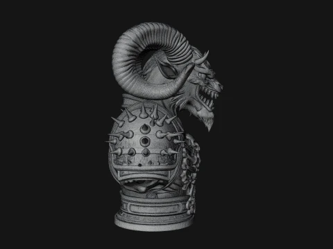 Horned Dragon Demon Bust Statue Design 2 - 3D Print Model 3D Print Model
