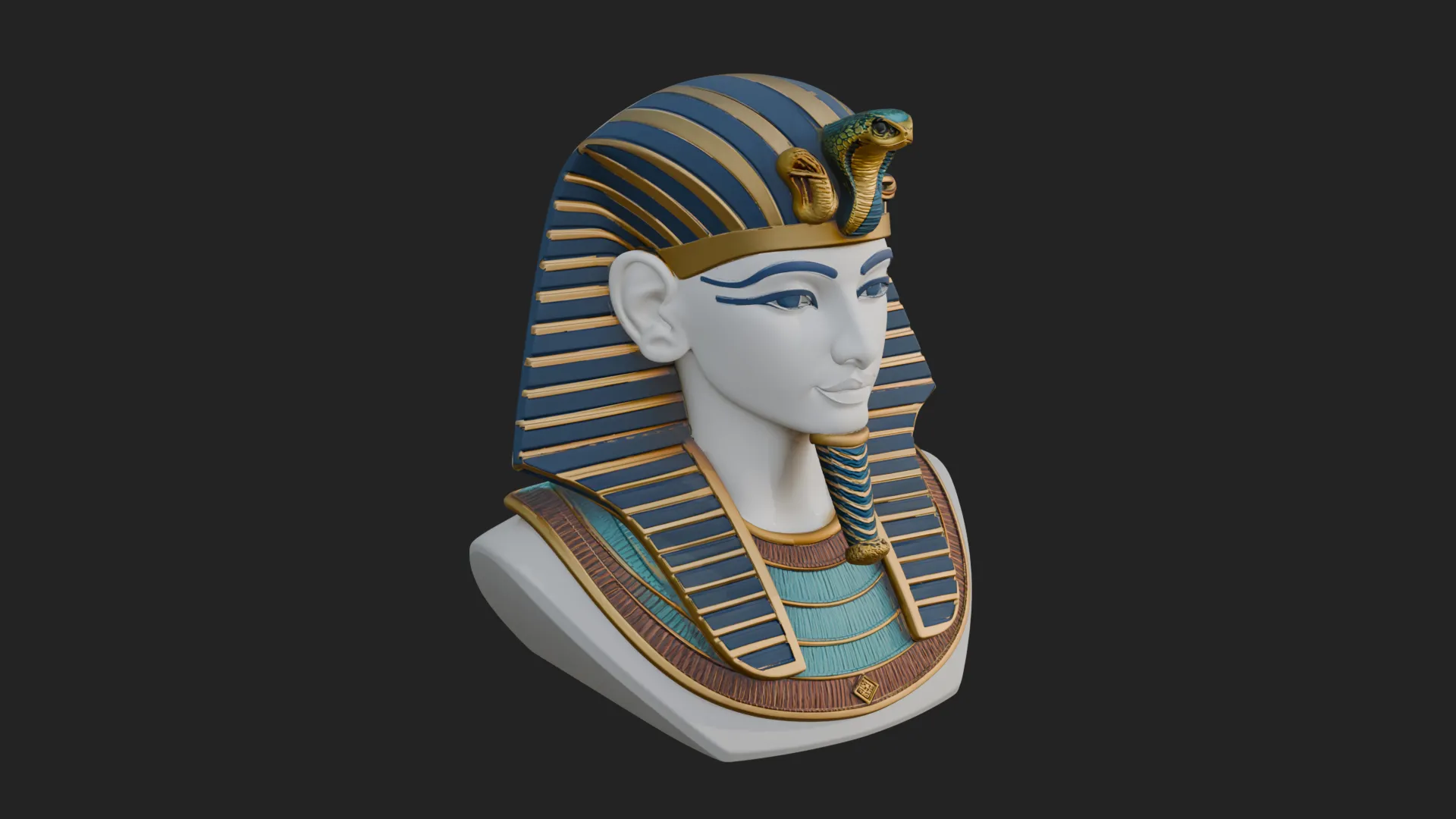 Pharaoh Nemes Bust Statue Design 8 - 3D Print Model 3D Print Model .c4d .max .obj .3ds .fbx .stl .blend 