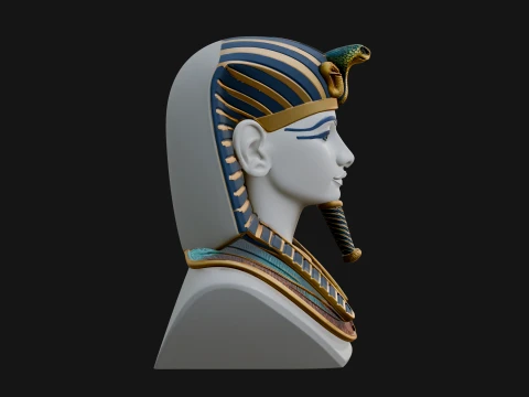 Pharaoh Nemes Bust Statue Design 8 - 3D Print Model 3D Print Model