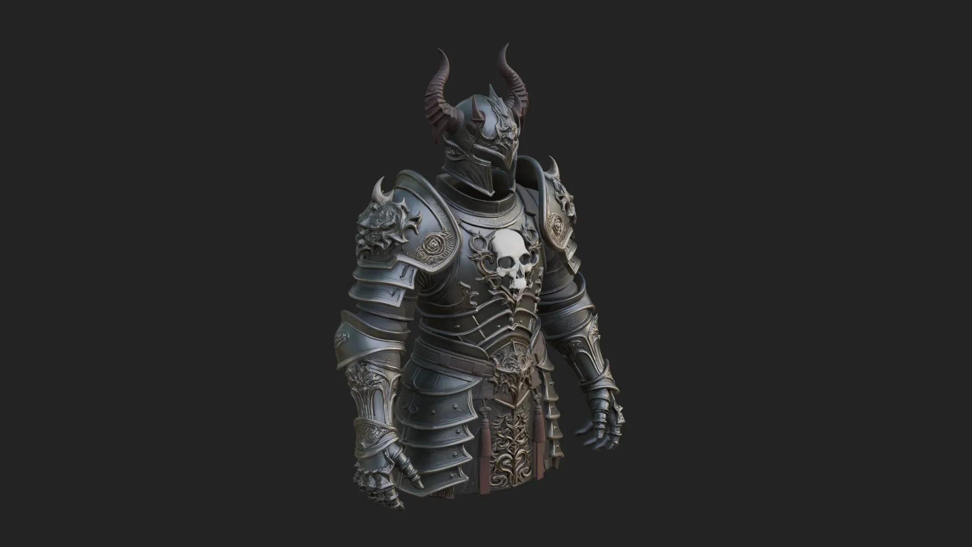 Horned Armor Display Bust Statue Design 2 - 3D Print Model 3D Print Model .c4d .max .obj .3ds .fbx .stl .blend