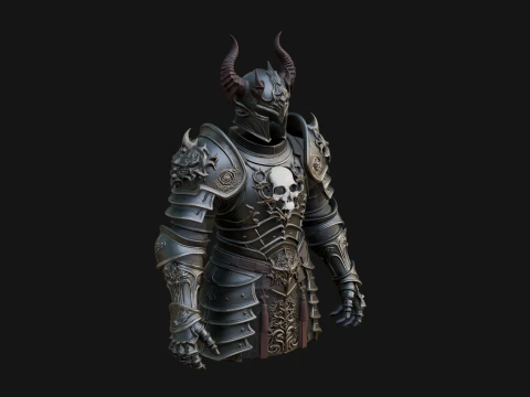 Horned Armor Display Bust Statue Design 2 - 3D Print Model 3D Print Model