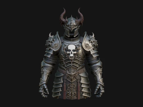 Horned Armor Display Bust Statue Design 2 - 3D Print Model 3D Print Model