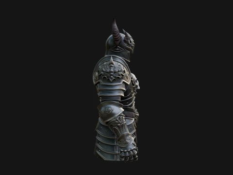 Horned Armor Display Bust Statue Design 2 - 3D Print Model 3D Print Model