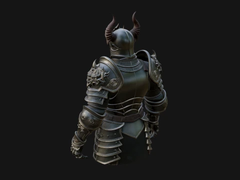 Horned Armor Display Bust Statue Design 2 - 3D Print Model 3D Print Model