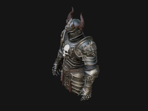 Horned Armor Display Bust Statue Design 2 - 3D Print Model 3D Print Model