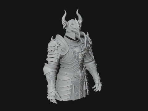 Horned Armor Display Bust Statue Design 2 - 3D Print Model 3D Print Model