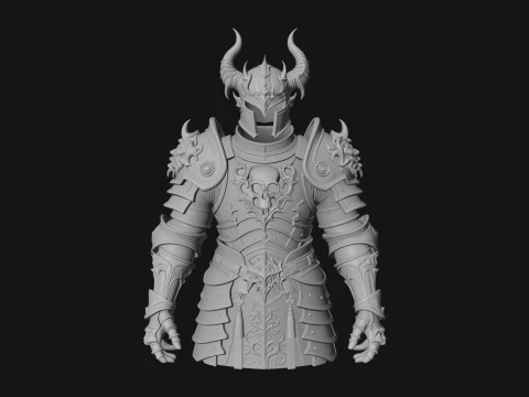 Horned Armor Display Bust Statue Design 2 - 3D Print Model 3D Print Model