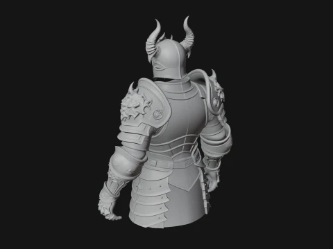 Horned Armor Display Bust Statue Design 2 - 3D Print Model 3D Print Model