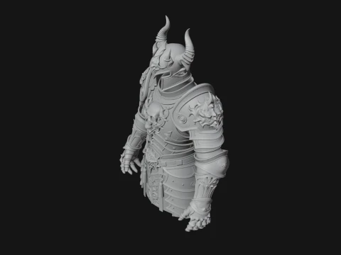 Horned Armor Display Bust Statue Design 2 - 3D Print Model 3D Print Model