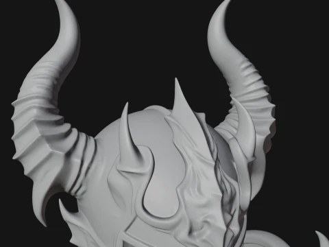 Horned Armor Display Bust Statue Design 2 - 3D Print Model 3D Print Model