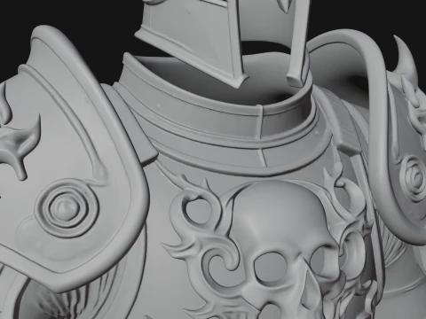 Horned Armor Display Bust Statue Design 2 - 3D Print Model 3D Print Model