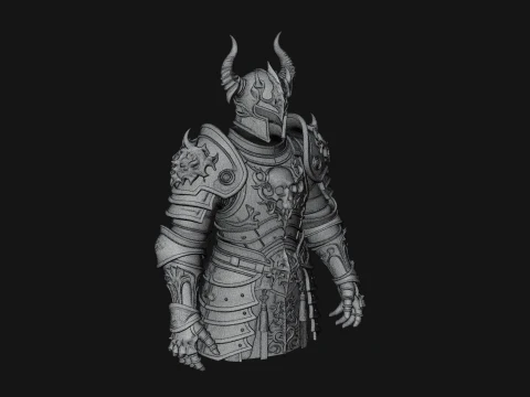 Horned Armor Display Bust Statue Design 2 - 3D Print Model 3D Print Model