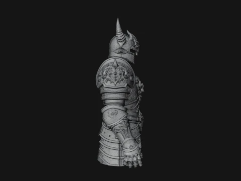 Horned Armor Display Bust Statue Design 2 - 3D Print Model 3D Print Model