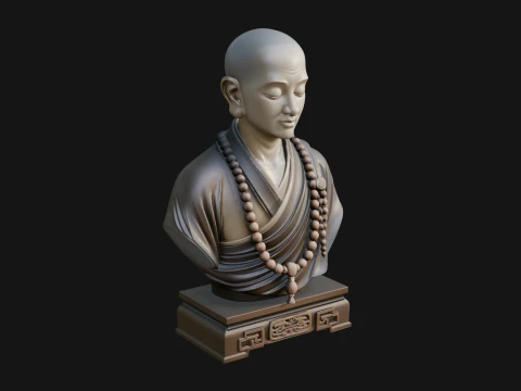 Praying Monk Bust Statue Design 3 - 3D Print Model 3D Print Model