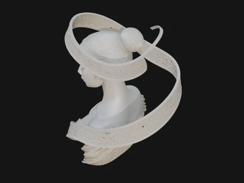 Ethereal Lace Woman Bust Statue Design 5 - 3D Print Model 3D Print Model