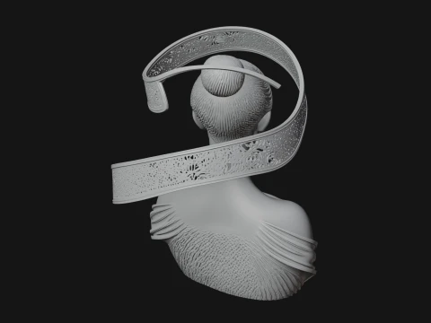 Ethereal Lace Woman Bust Statue Design 5 - 3D Print Model 3D Print Model