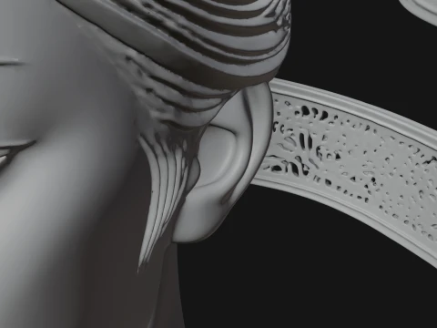 Ethereal Lace Woman Bust Statue Design 5 - 3D Print Model 3D Print Model