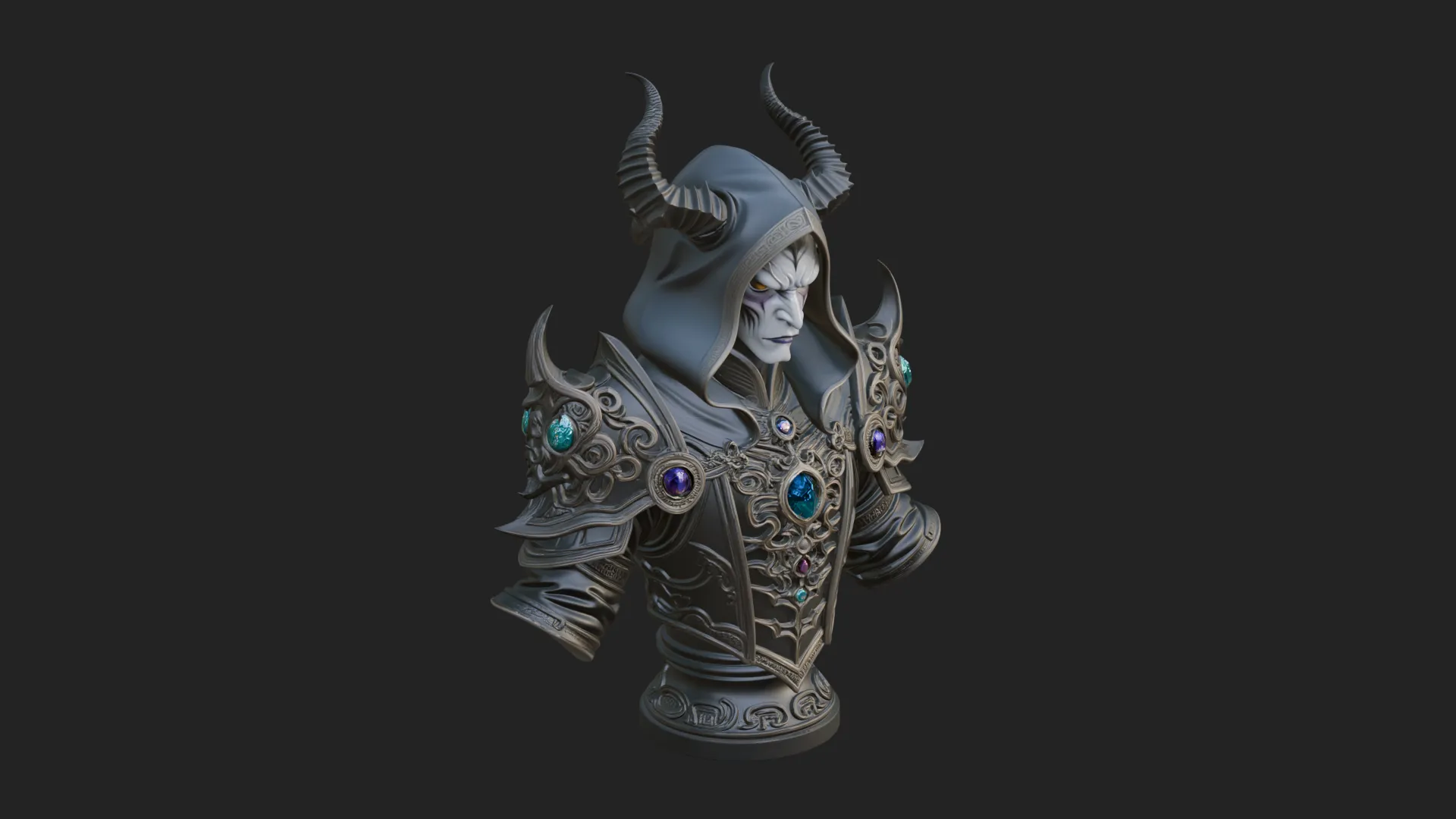 Hooded Crystal Sorcerer Bust Statue Design 6 - 3D Print Model 3D Print Model .c4d .max .obj .3ds .fbx .stl .blend 
