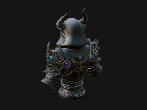 Hooded Crystal Sorcerer Bust Statue Design 6 - 3D Print Model 3D Print Model