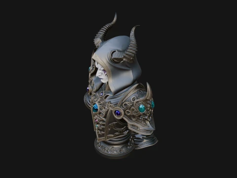 Hooded Crystal Sorcerer Bust Statue Design 6 - 3D Print Model 3D Print Model
