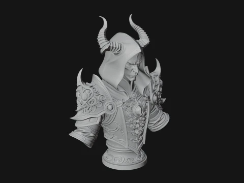 Hooded Crystal Sorcerer Bust Statue Design 6 - 3D Print Model 3D Print Model